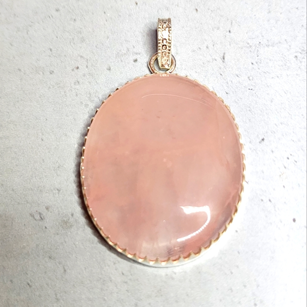 Rose Quartz and Sterling Pendant NWOT